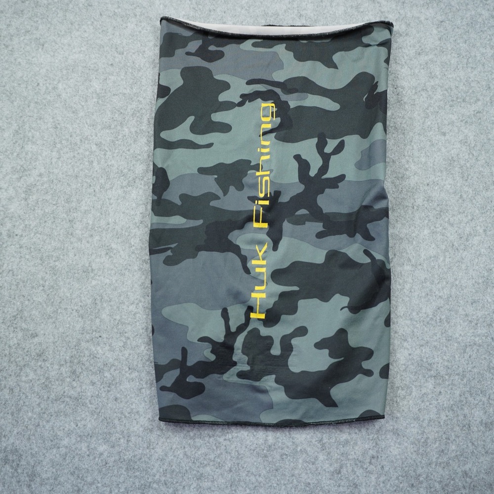 Huk Fishing Mens UPF Camo Neck Gaiter Sun Shield Face Mask Grey Green Camouflage